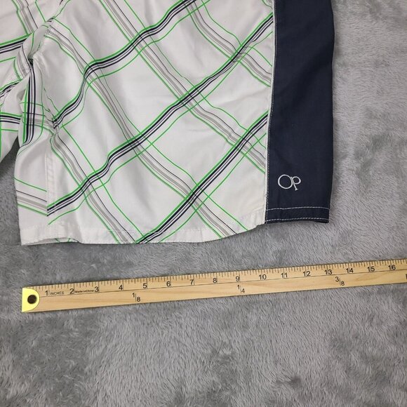 Op Ocean Pacific Swimsuit Board Shorts Men 3XL Black White Green Gray Plaid - Picture 7 of 9